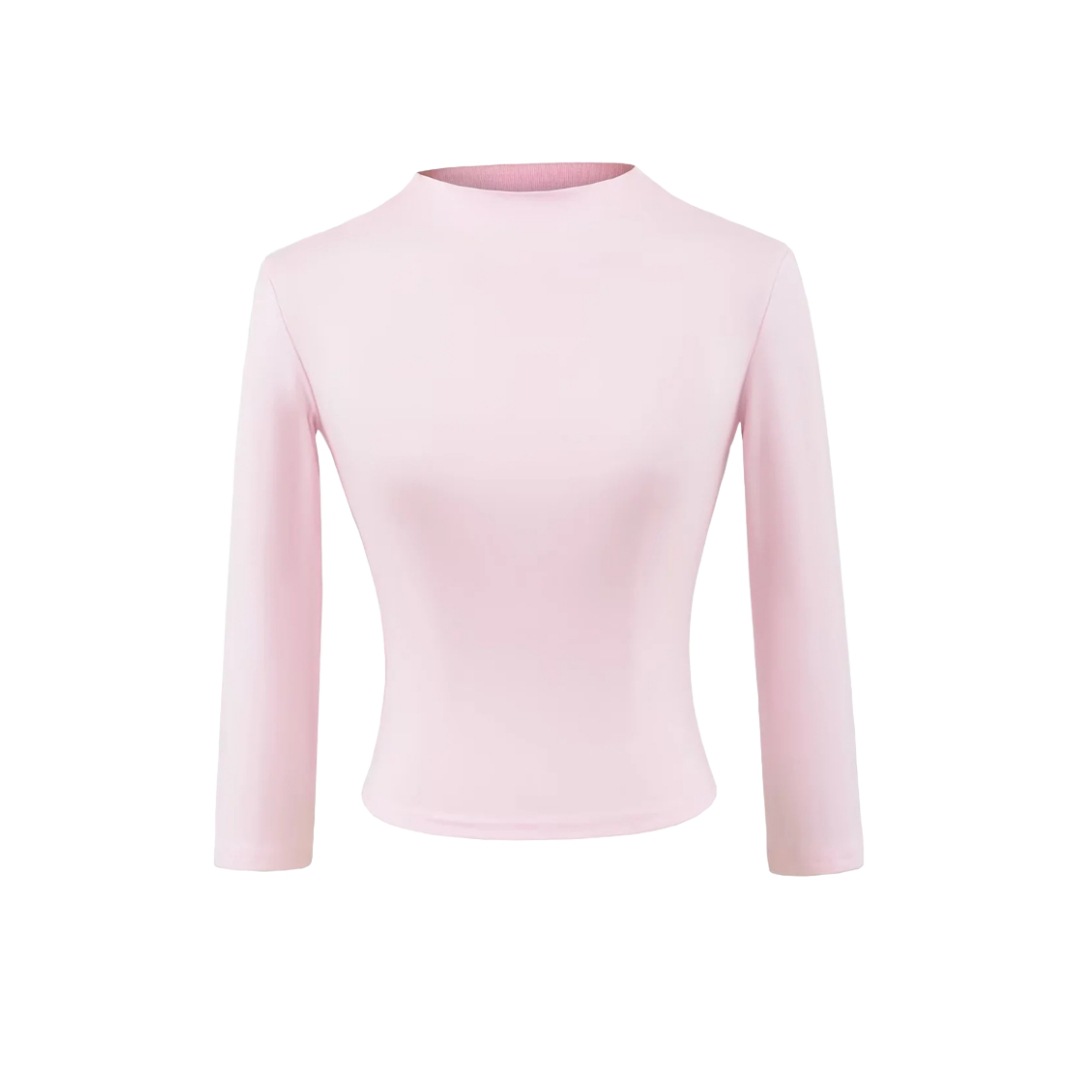 Sassy Plain Round Neck Snug Three-Quarter Short Tee