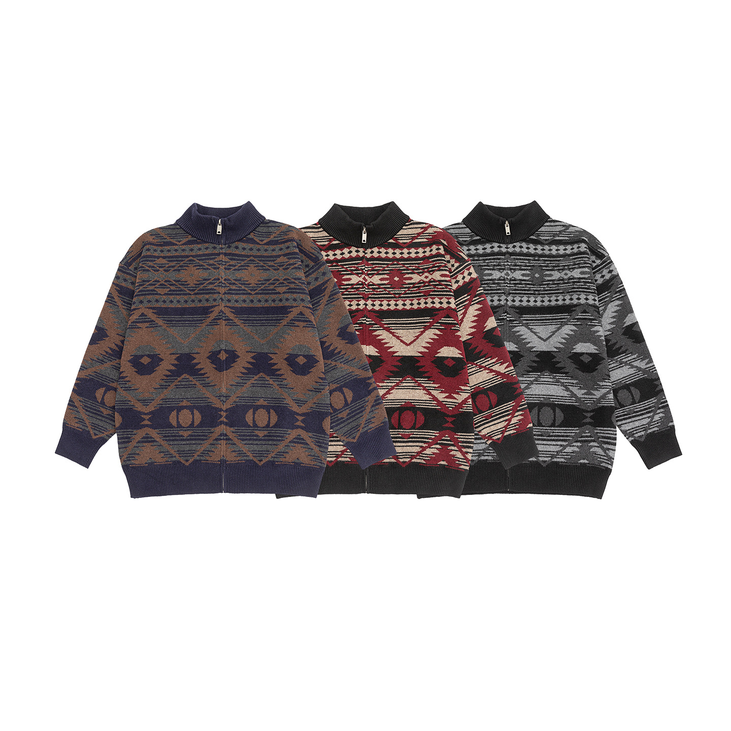Oversized High Neck Knitted Buttoned Cardigan