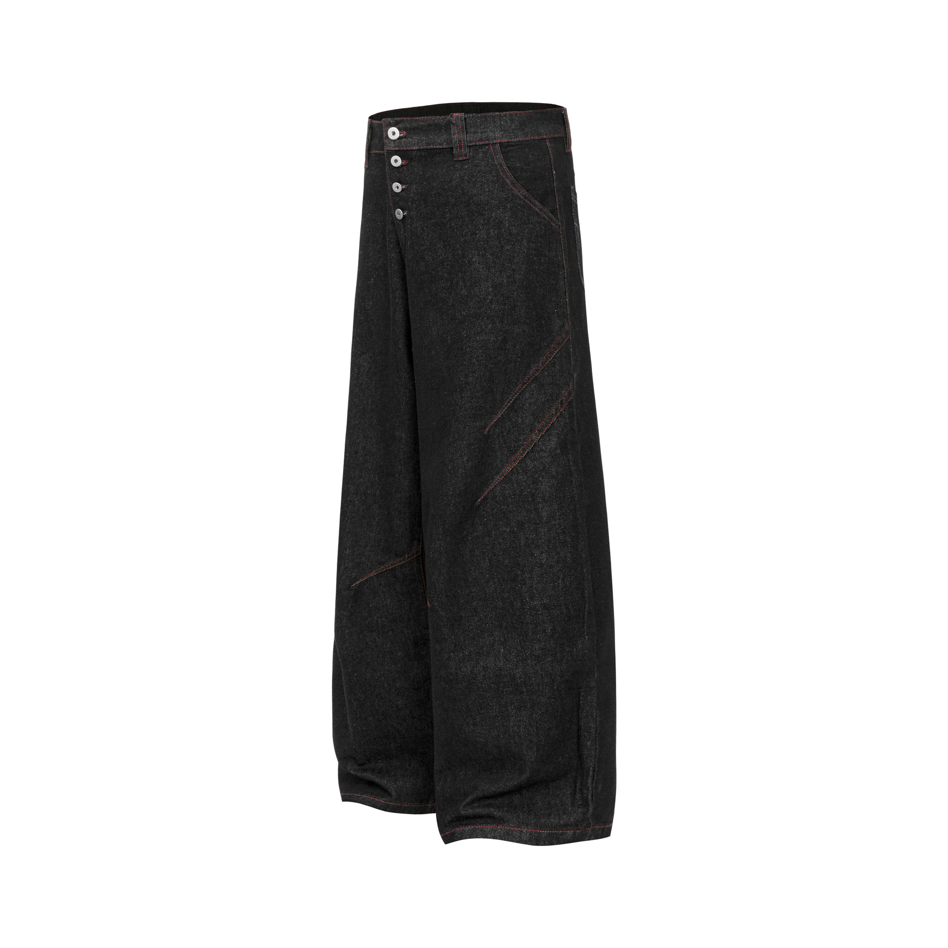 Street Retro Raw Denim Deconstructed Design Men's Loose Dagger Jeans