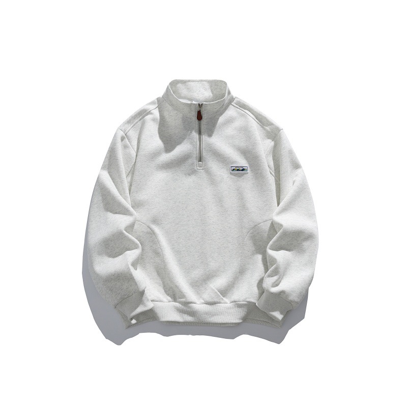 Streetwear Oversized Quarter Zip High Neck Emblem Hoodie