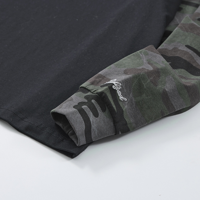 Camouflage Patchwork Oversize Loose Long Sleeve T-Shirt
