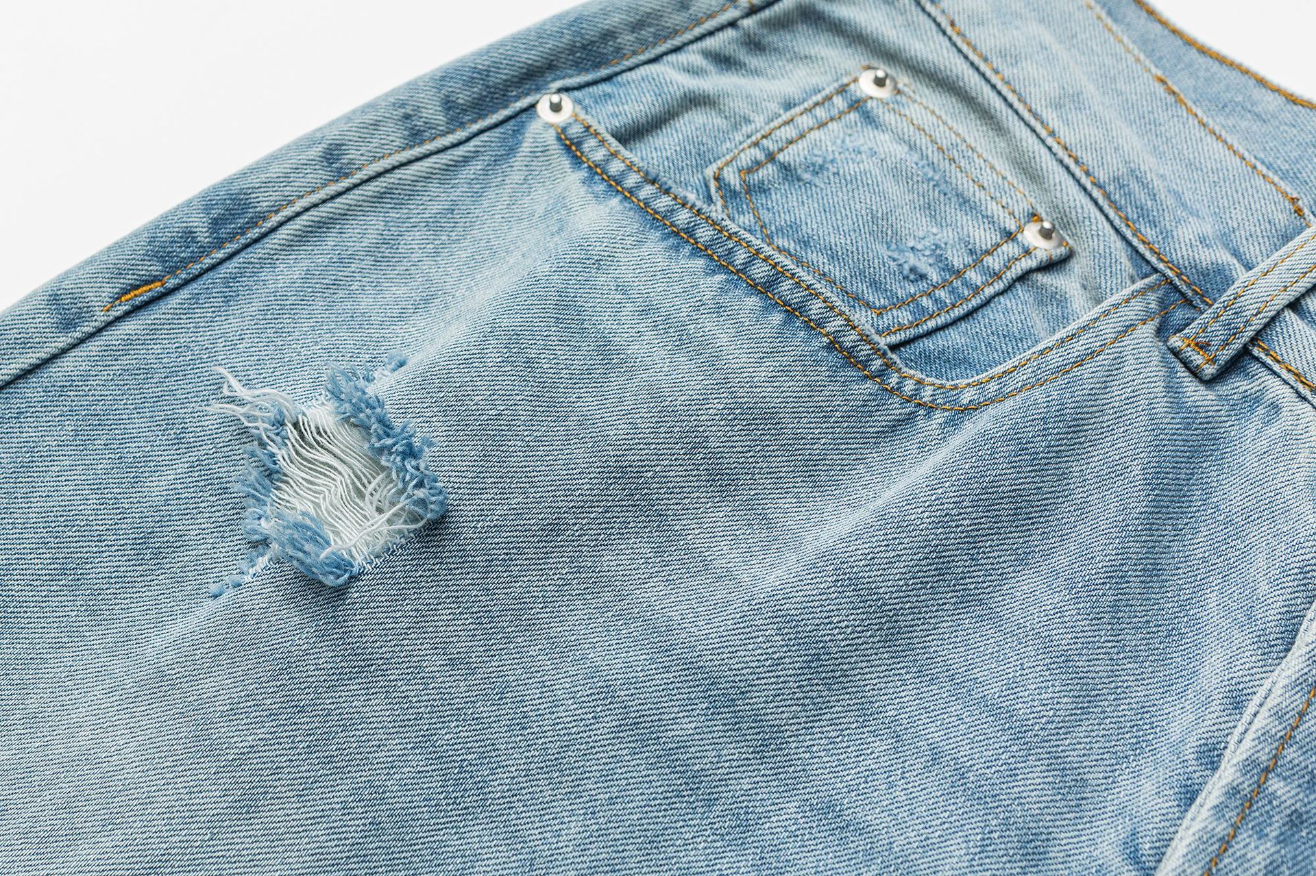 Washed Ripped Loose Straight Leg Casual Wide Leg Jeans for Men