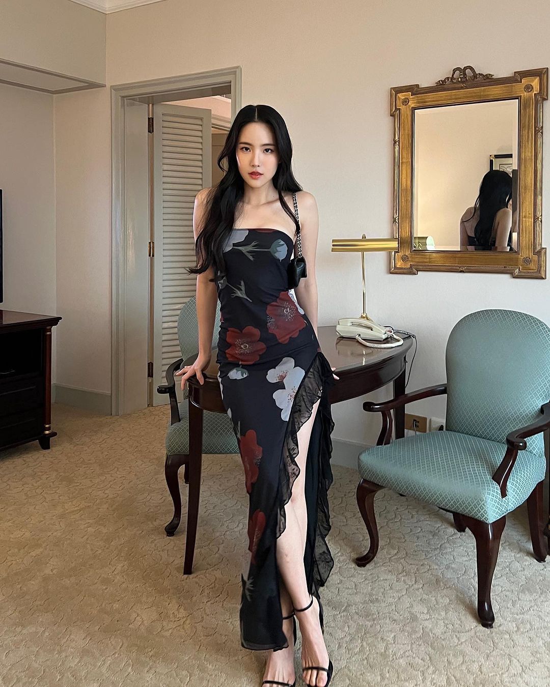 Bodycon Graphic Polyester Side Split Tank Dress