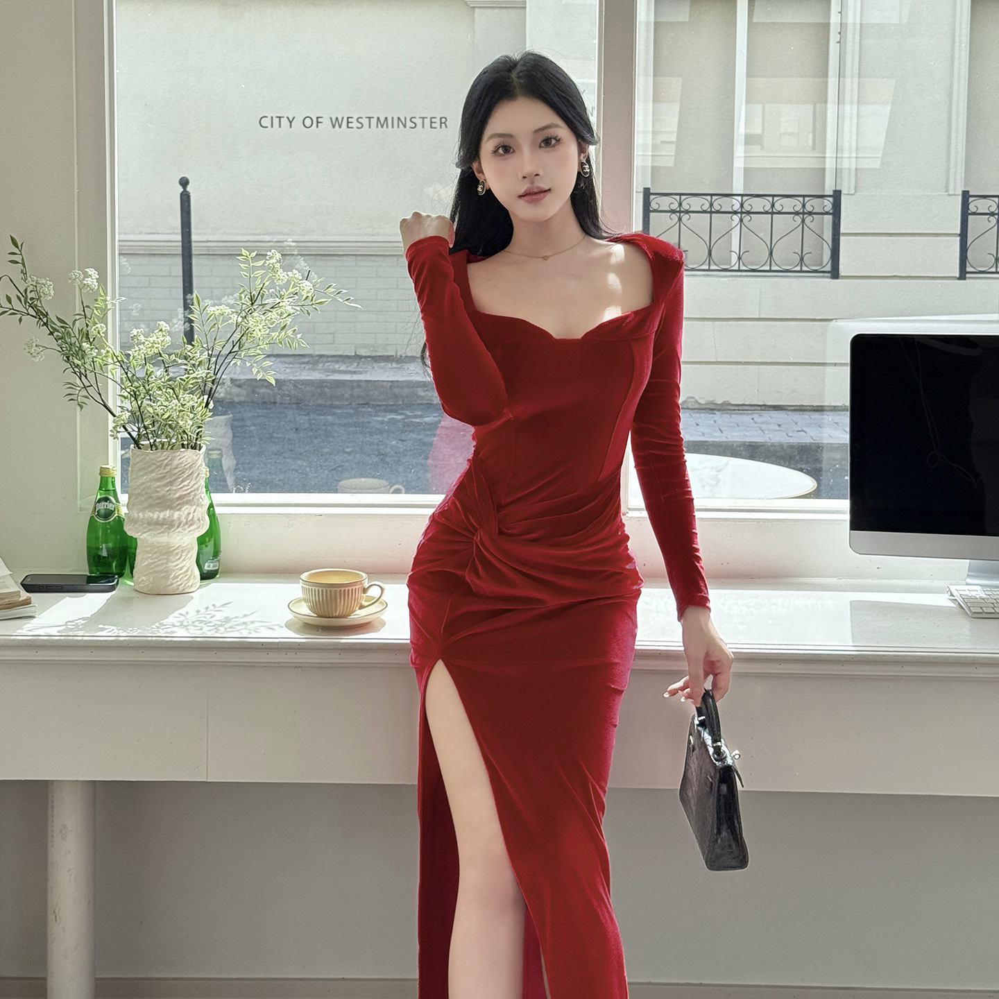 Bodycon Maxi Dress with Side Split