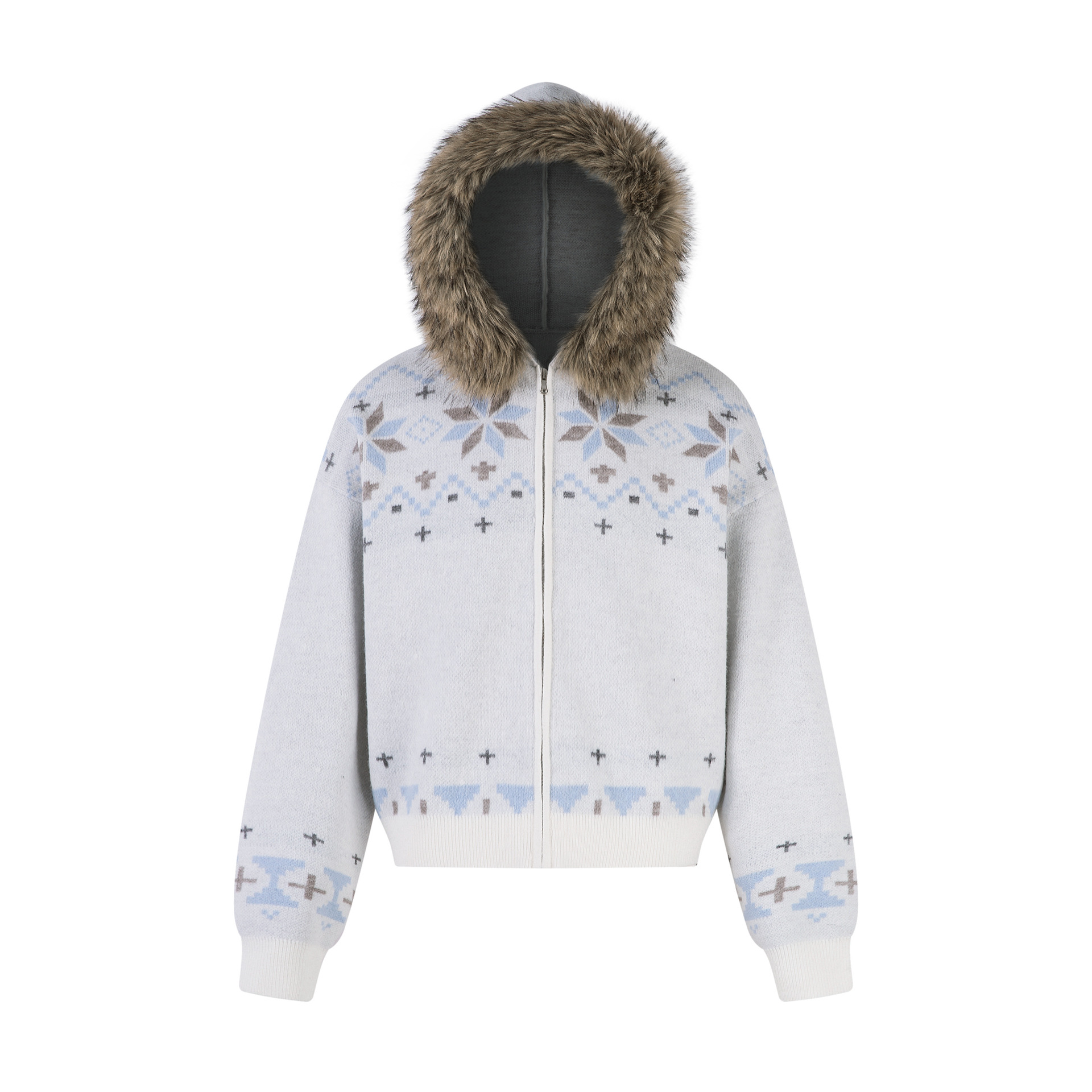 American Retro Geometric Loose Fit Long Sleeve Hoodie