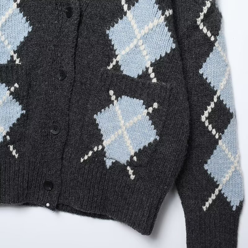 Argyle Knit Cardigan