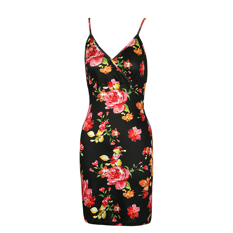 Patterned Form-Fitting Bare-Shoulder Plunge Mini Dress