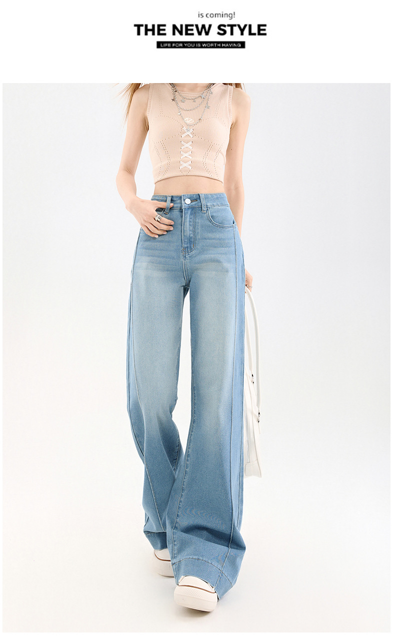 Light Blue High-Waisted Flared Jeans for Women, Petite Fit