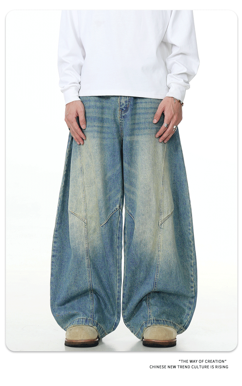 Jeans for Men and Women Deconstructed Retro Slim Fit Wide Leg Casual Long Pants