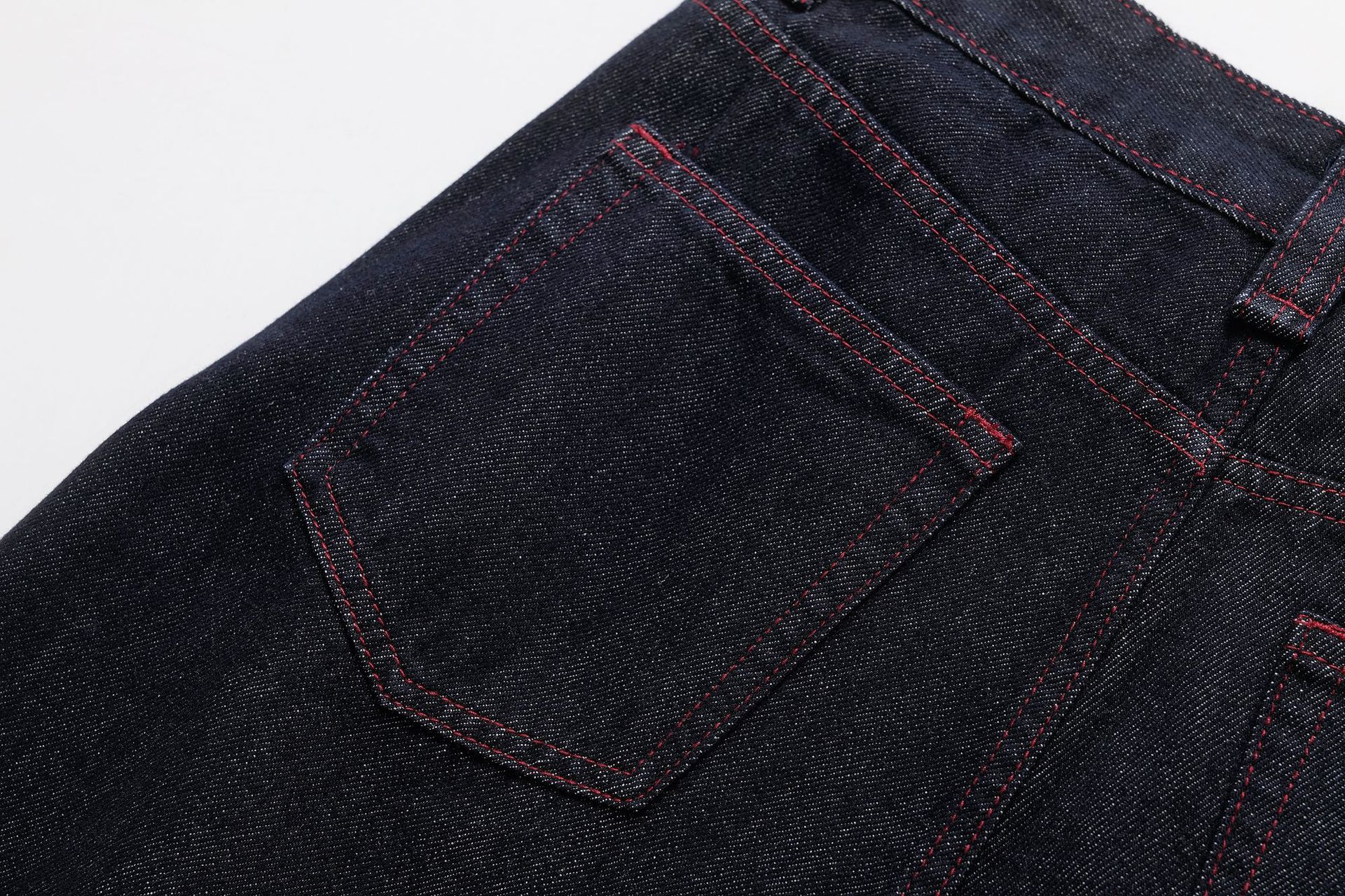 High waisted straight leg slim fit red line wide leg jeans