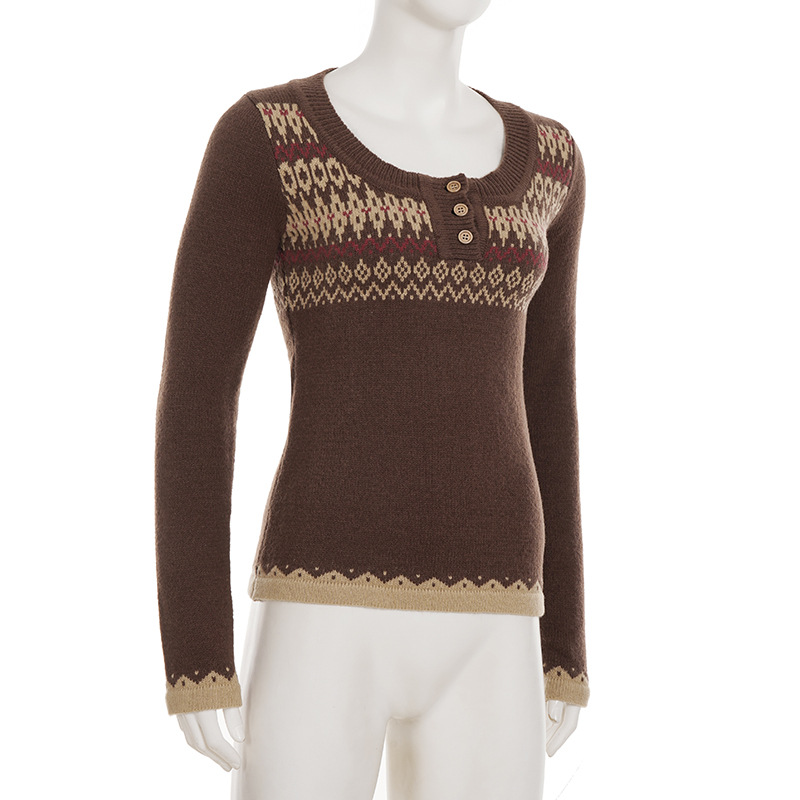 Two-tone Slim Thermal Henley Sweater