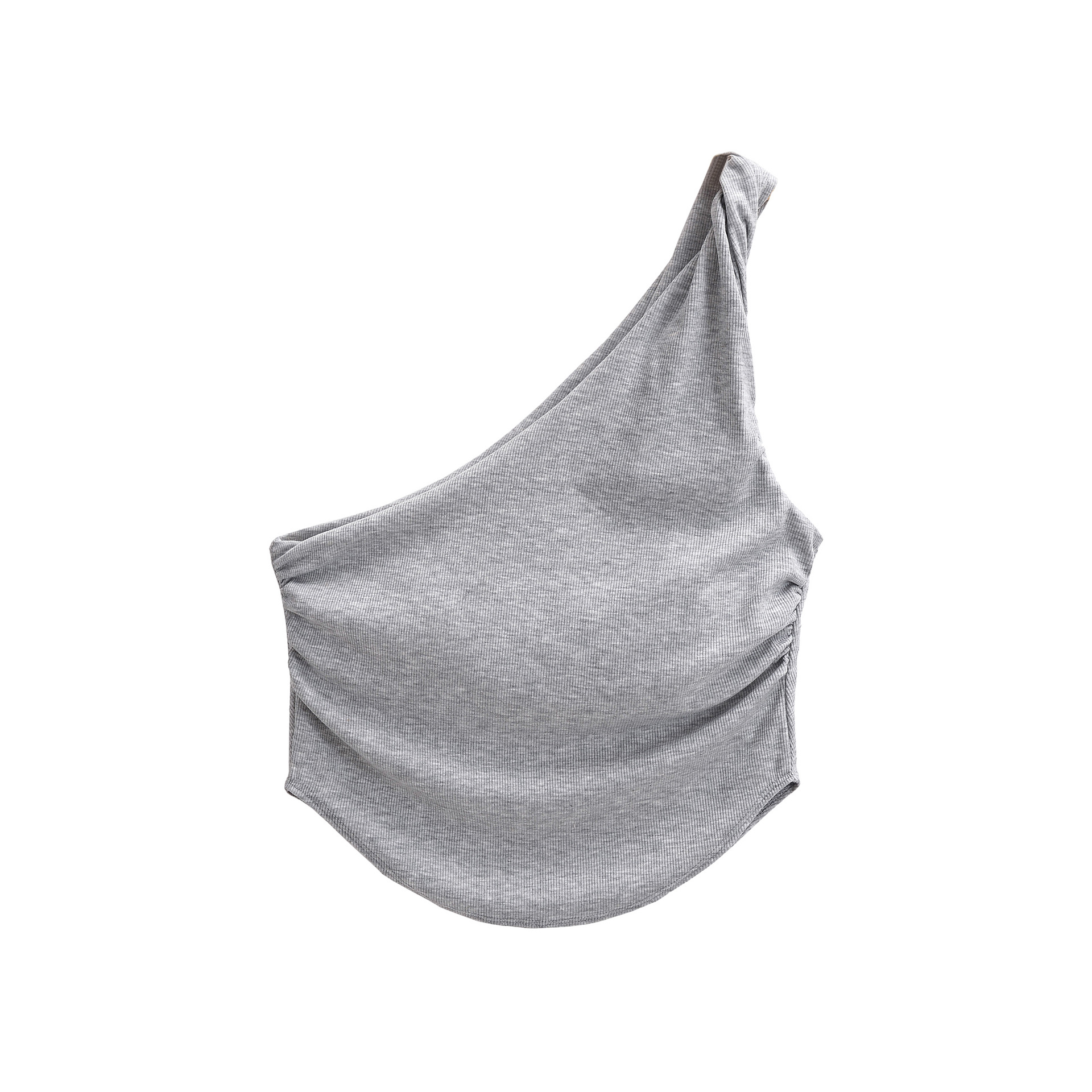 Asymmetric Ruched Sleeveless Polyester Vest