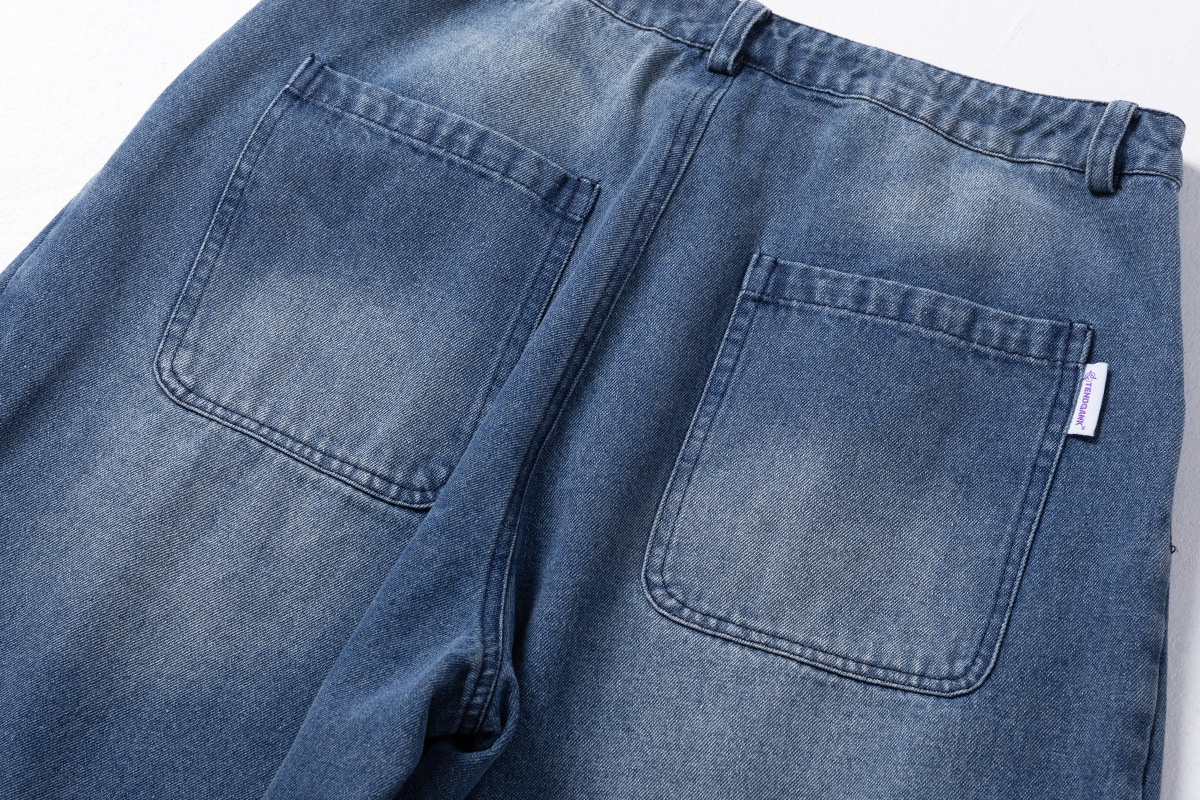 Loose Fit Washed Straight Leg Wide Leg Jeans for Men