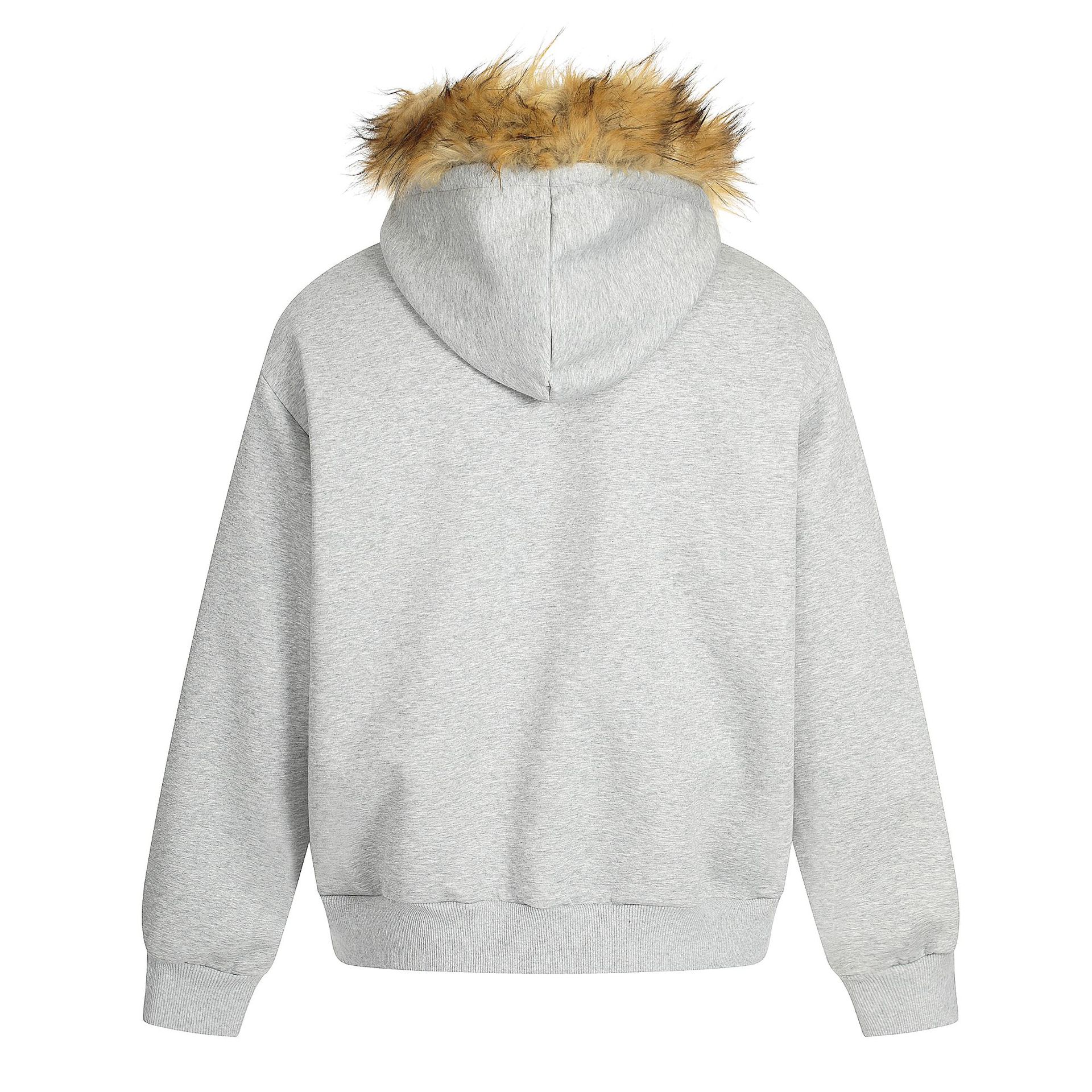 Detachable fur collar spliced zipper hoodie
