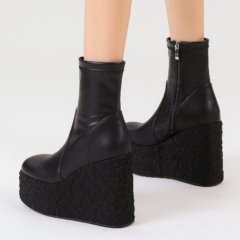 Newest Women Ankle Boots Autumn Winter Fashion Punk Style High Platforms Wedges Heels Shoes Party Night Club