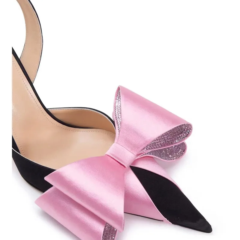 Spring and Summer Fashion Rhinestone Bow Thin High Heel Baotou Women's Sandals European and American Walking Shoes