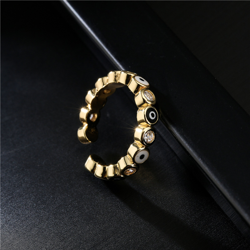 Turkish Zircon Evil Eye Rings For Women Open Adjustbale Gold Plated Stainless Steel Ring Couple Rings Wedding Jewelry Bague