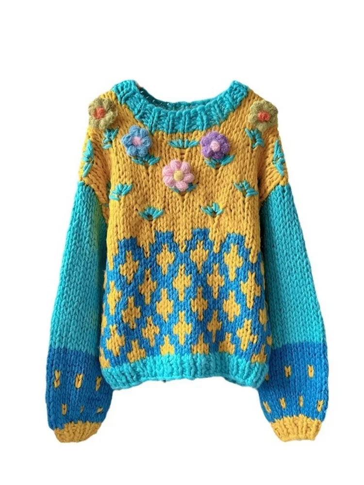 Artisan Floral Wool Blend Sweater