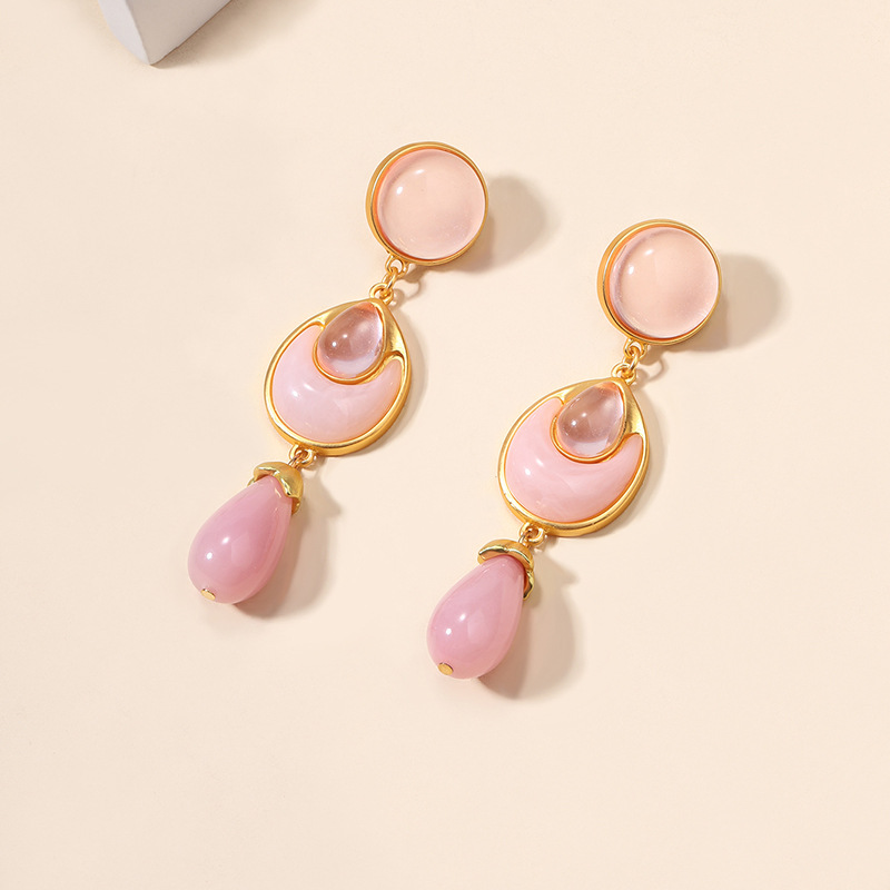 Crystal earrings fashionable alloy drop-shaped earrings