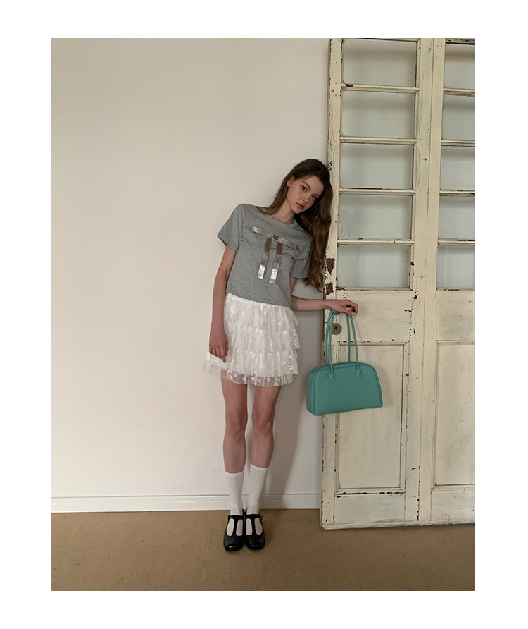 Ladies' Body-Hugging Round Neck Tie Front T-shirt