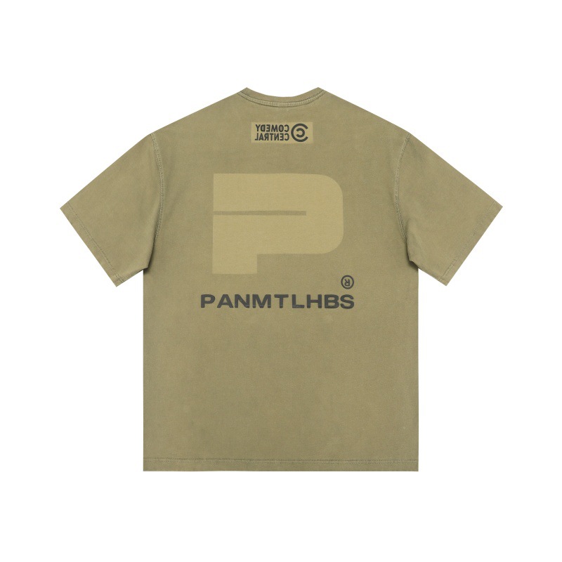 Washed and distressed letter print design with small neckline and short sleeved T-shirt