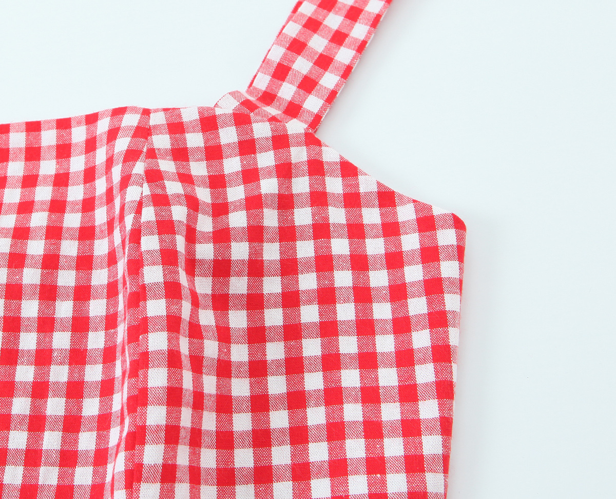 Square Neck Plaid Sexy Crop Top