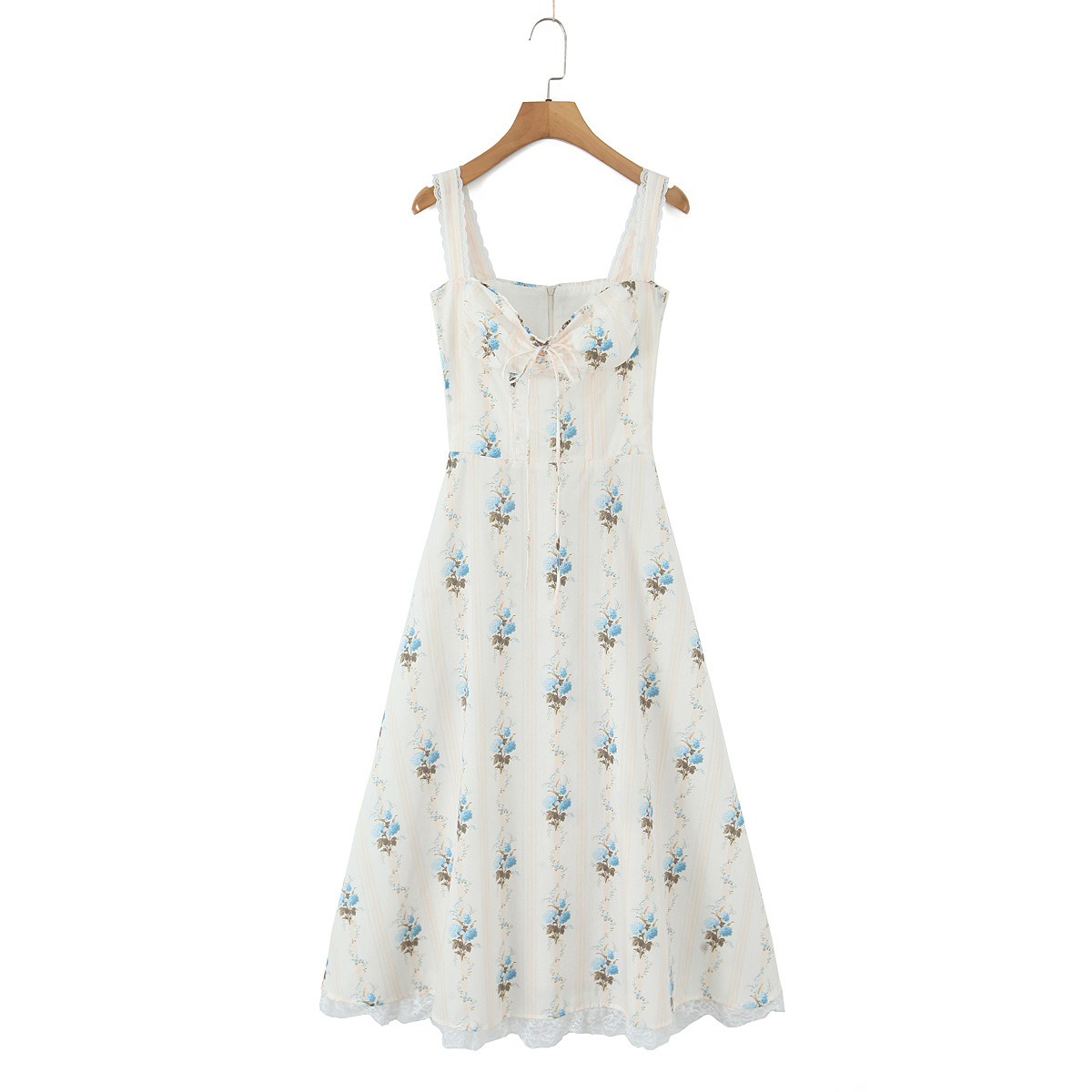 Printed Corset Waist Strapless Dress