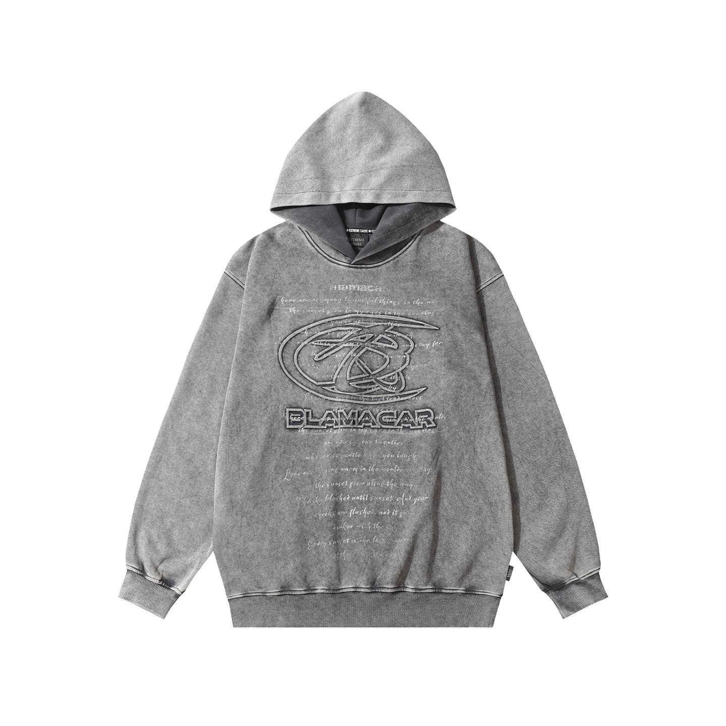 Long Sleeve Cotton Polyester Vintage Script Hoodie