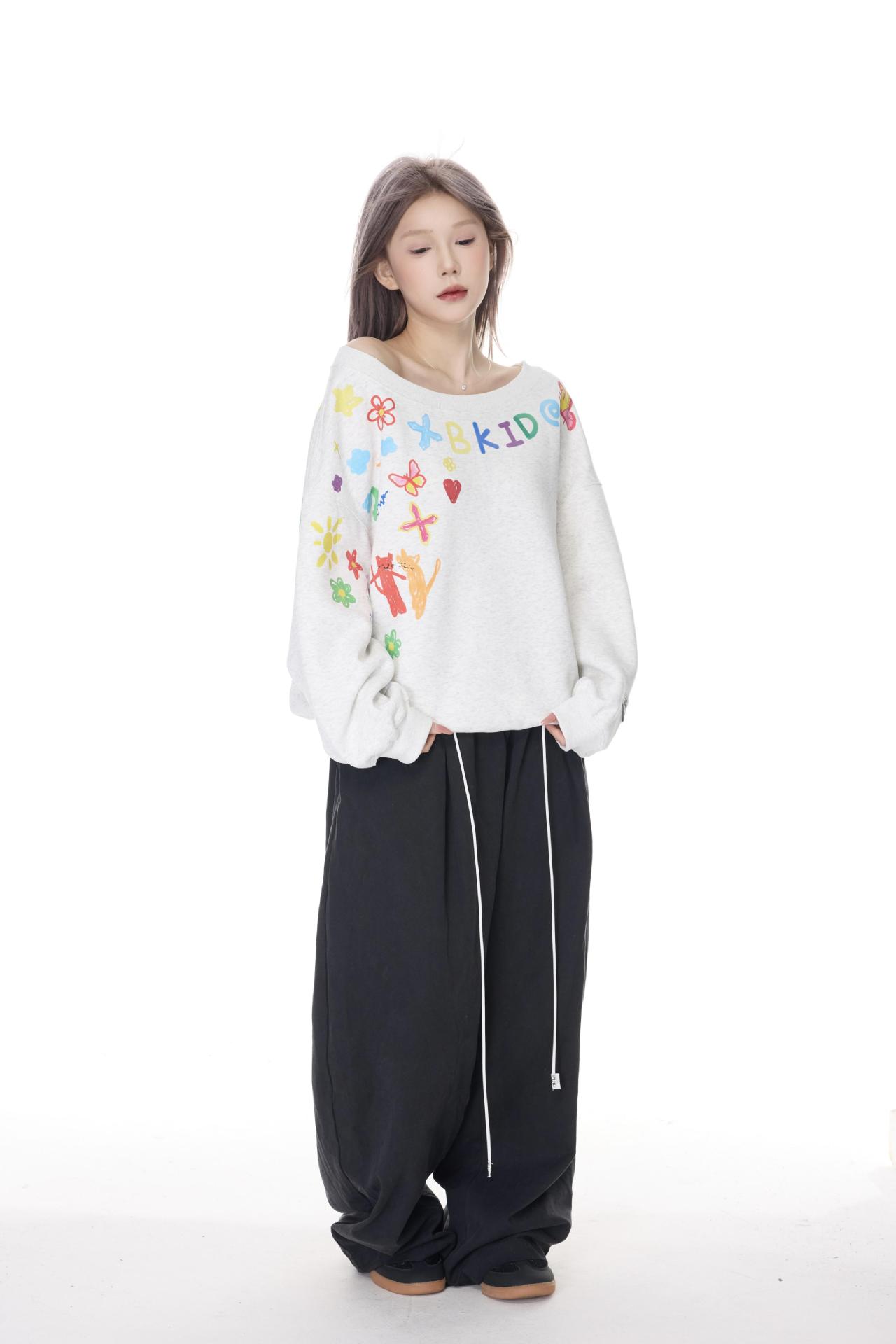 Slouchy Cotton Graphic Hoodie