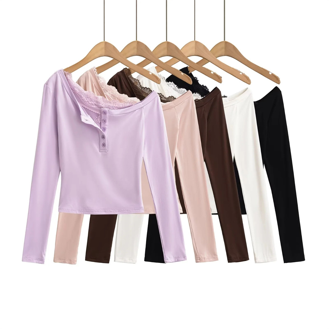 Ladies Plain Fitted Wrist-Length Angled Neck Tee