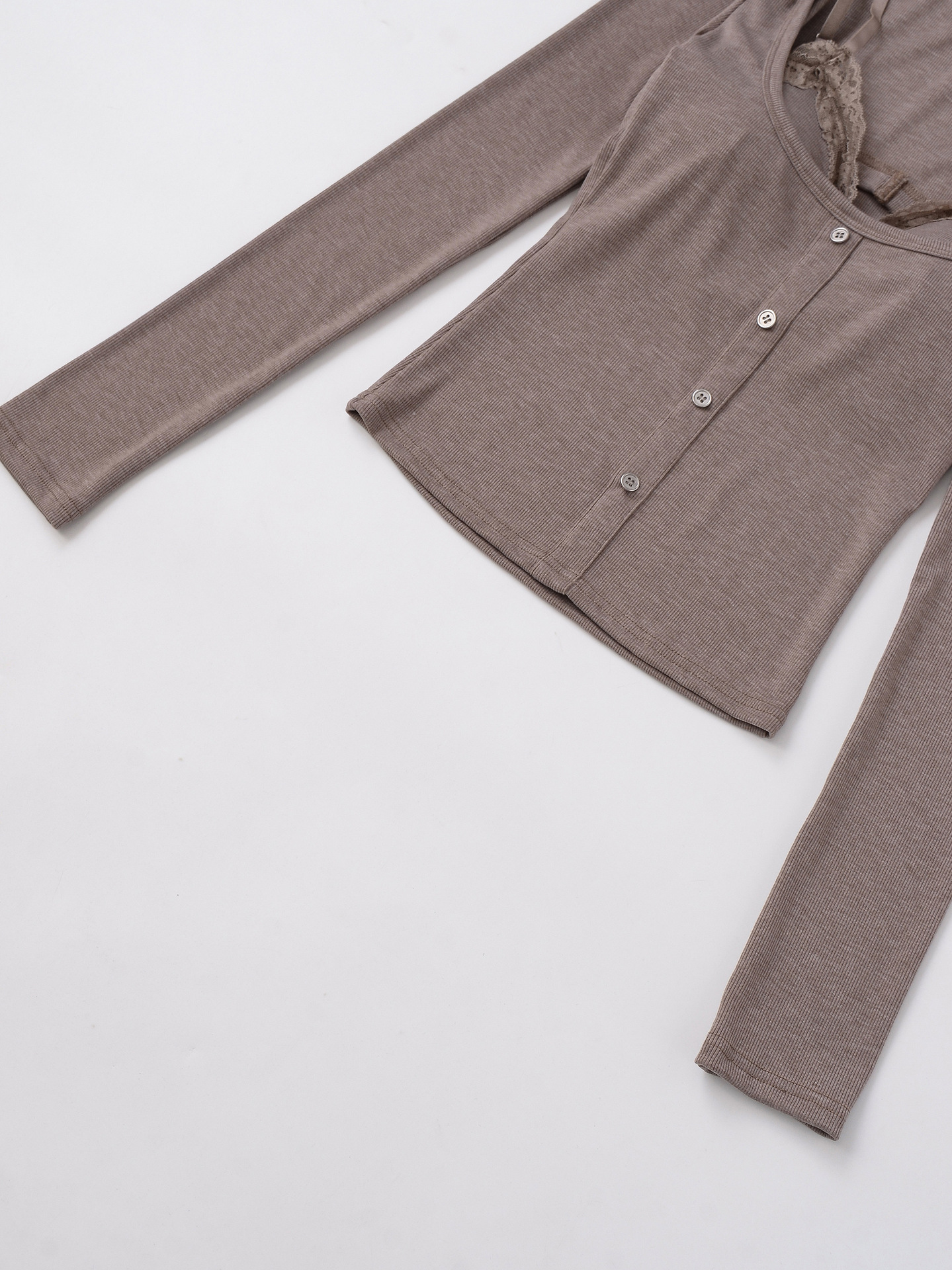 Polyester Spandex Full Sleeve Overlay Round Neck Tee