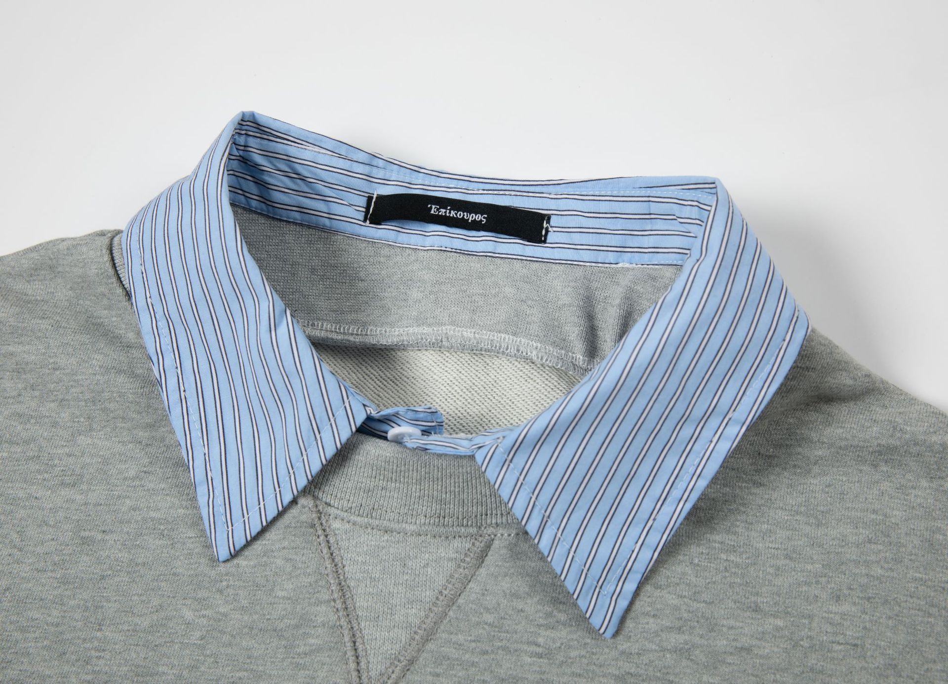 Oversized Button-Down Mock Layered Patchwork Hoodie