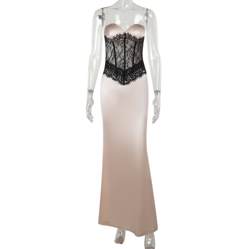 Strapless Sleeveless Long High Rise Polyester Dress