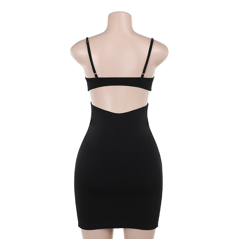 V-Neck Bodycon Polyester Dress