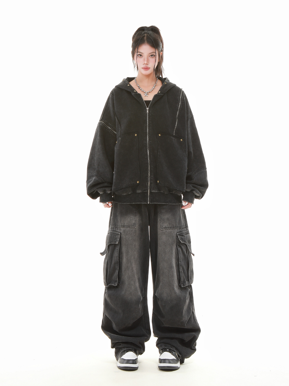 American Vintage Loose Fit Zipper Front Hoodie