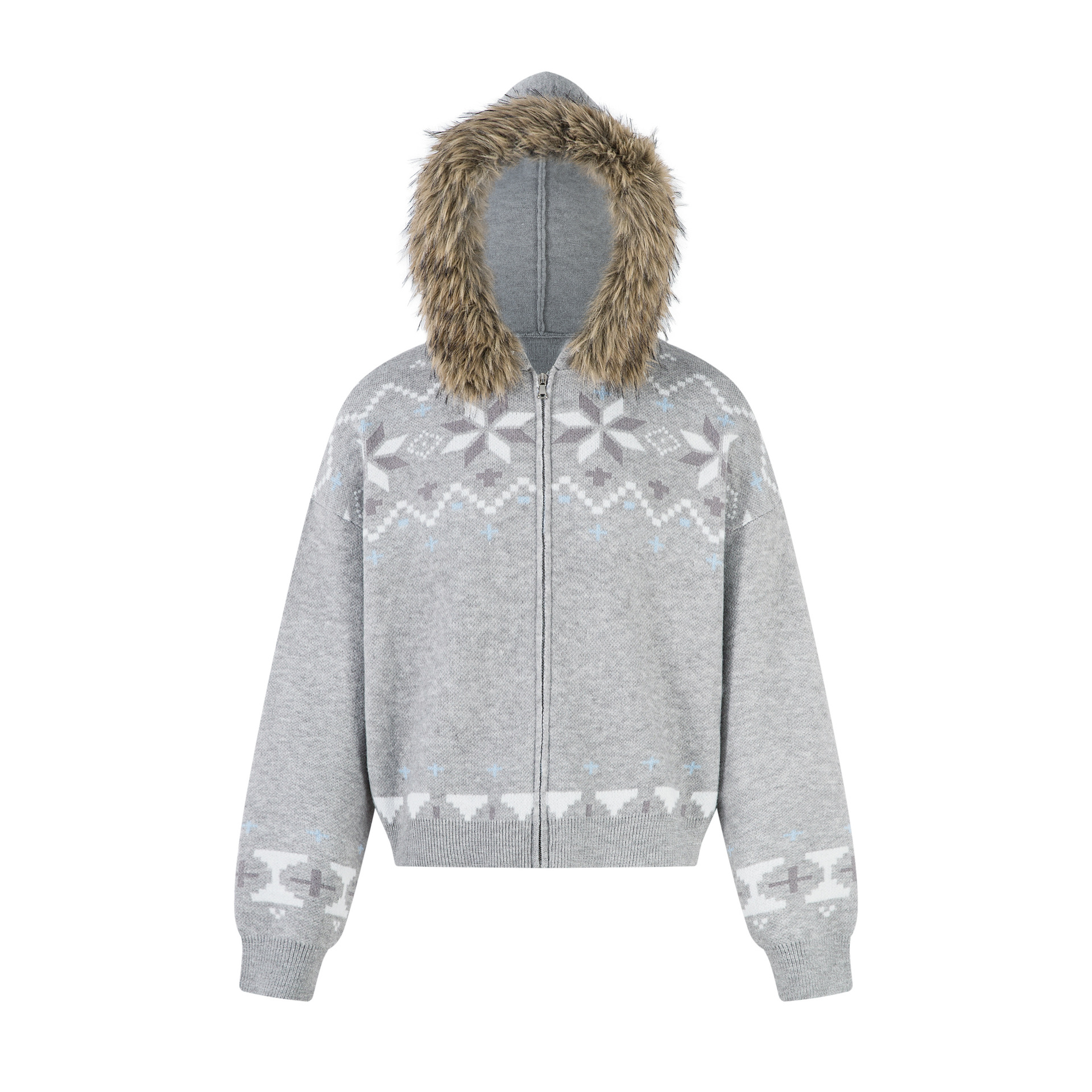American Retro Geometric Loose Fit Long Sleeve Hoodie