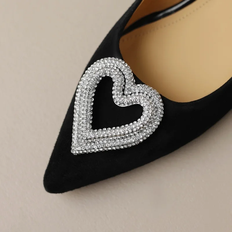 Elegant With Low Heel Brand Genuine Leather High Heels Metal Button Heels For Women Comfortable Pumps Pointed Toe