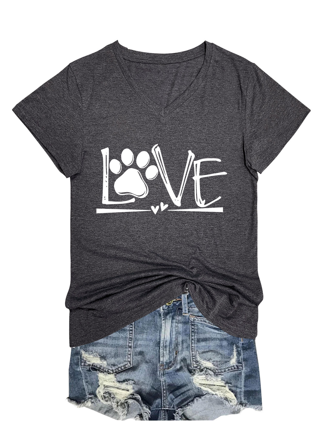 Geometric Print Round Collar Ladies T-Shirt