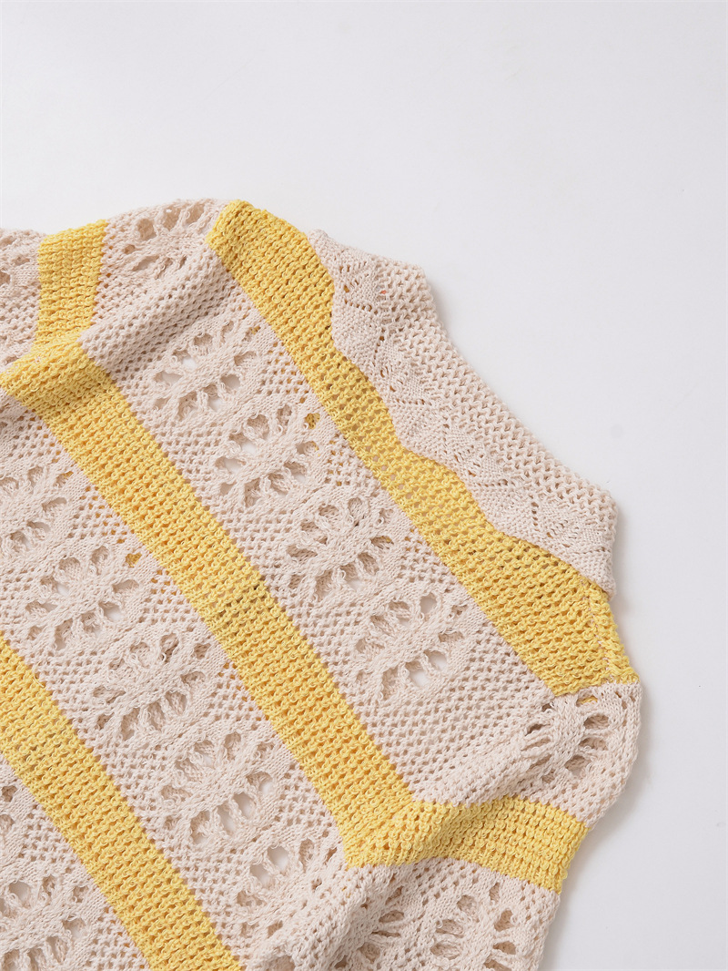 Polyester Sleeveless Crewneck Relaxed Knitwear