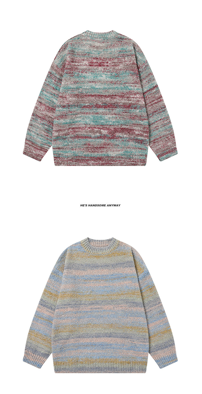 Long Sleeve Color Block Oversized Japanese Workwear Sweater