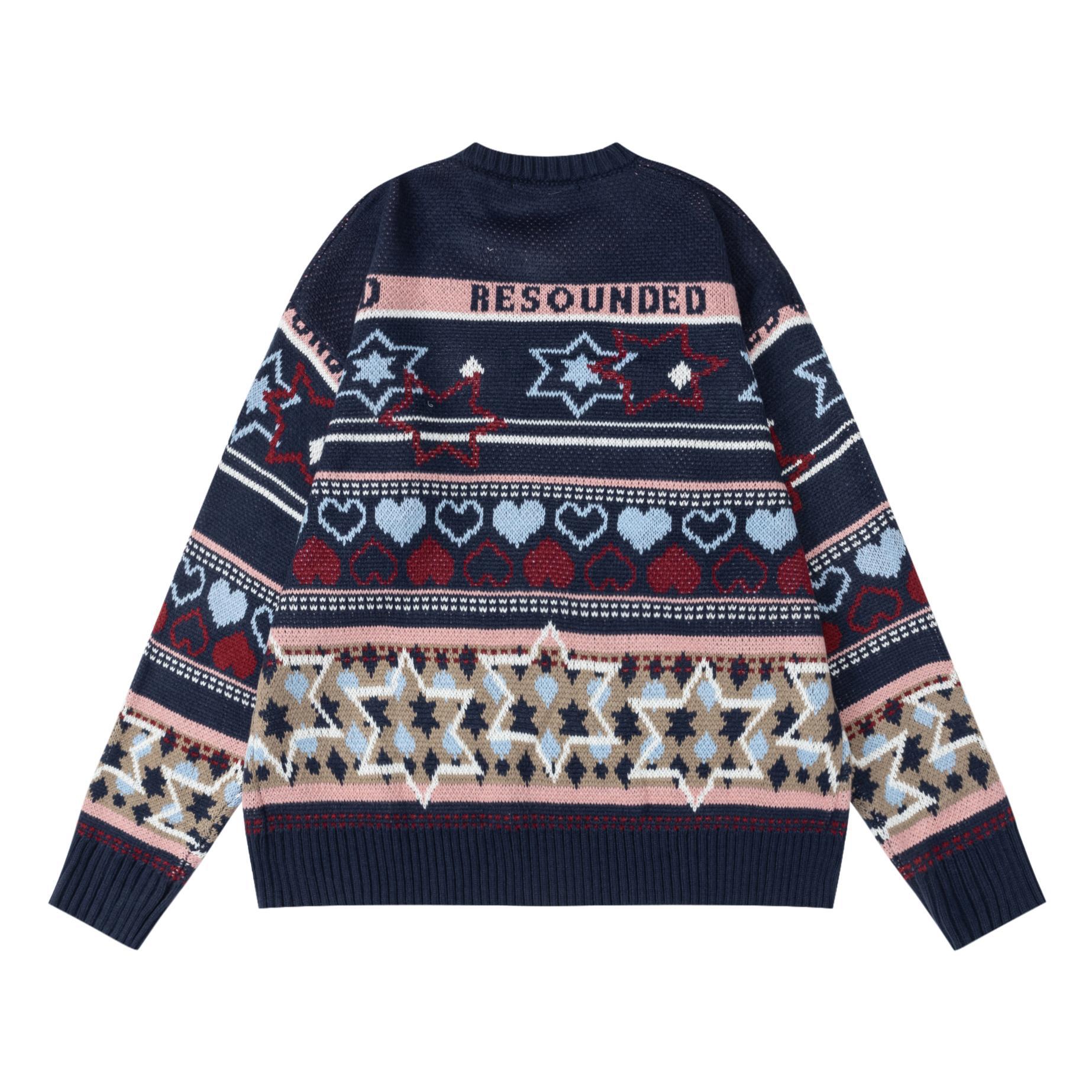 Retro Starry Knit Oversized Long Sleeve Sweater