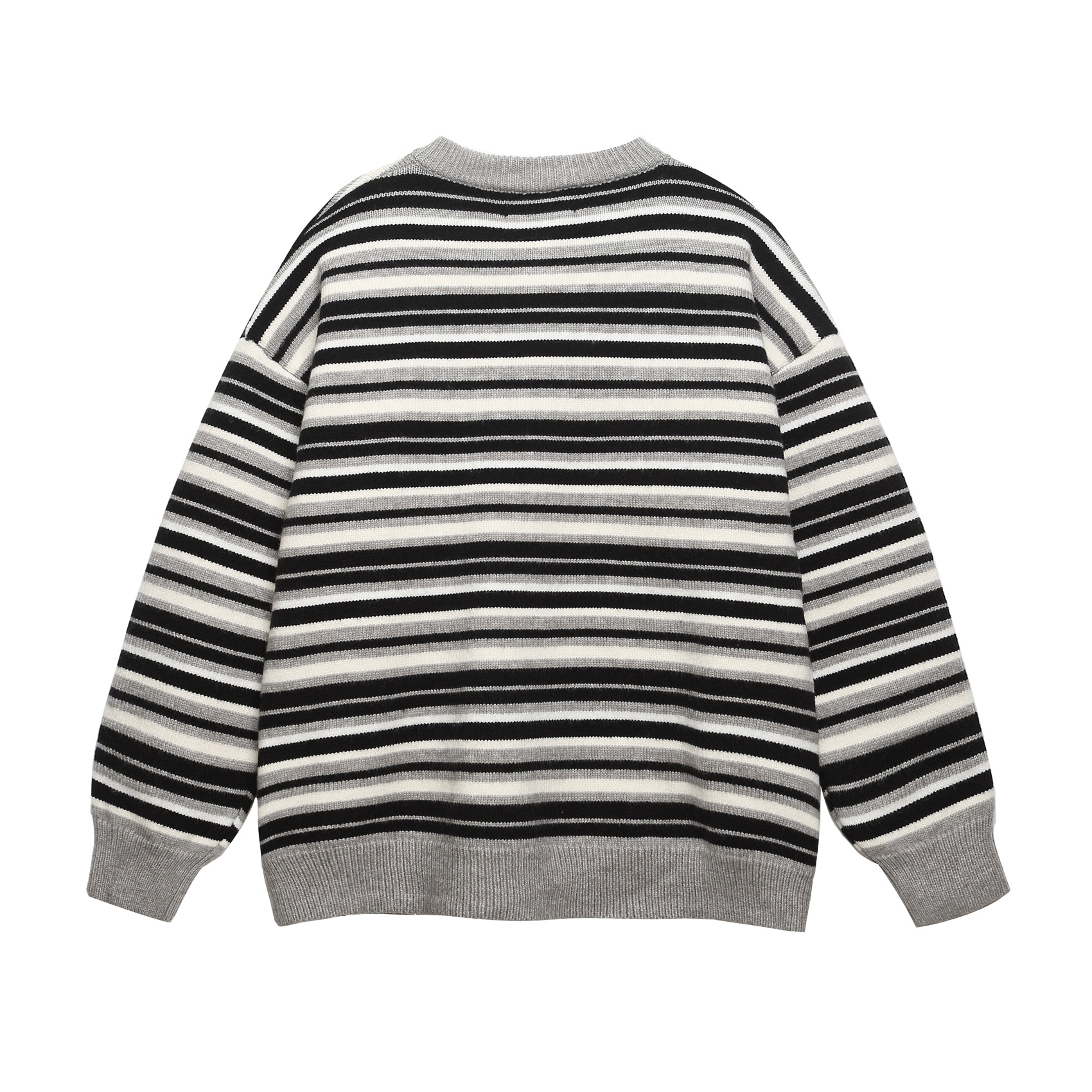 Unisex Oversized Stripe Henley Sweater