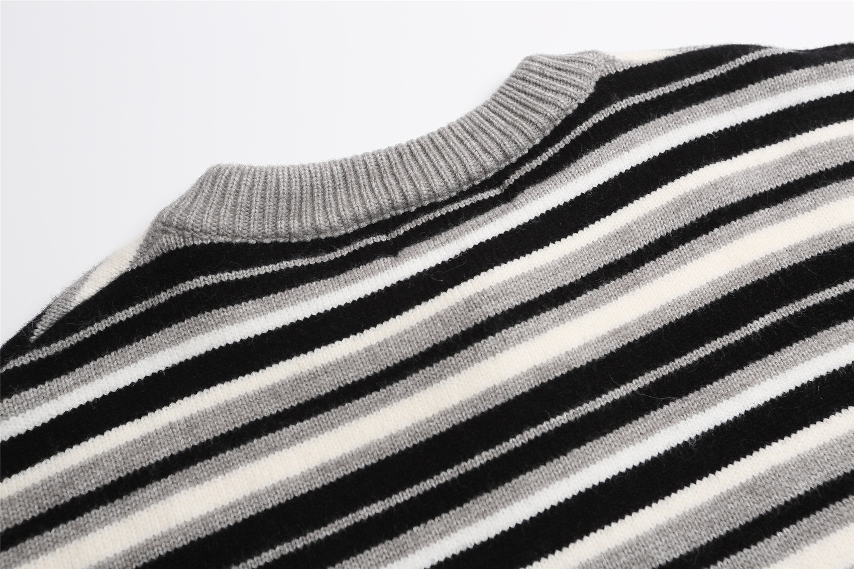 Unisex Oversized Stripe Henley Sweater