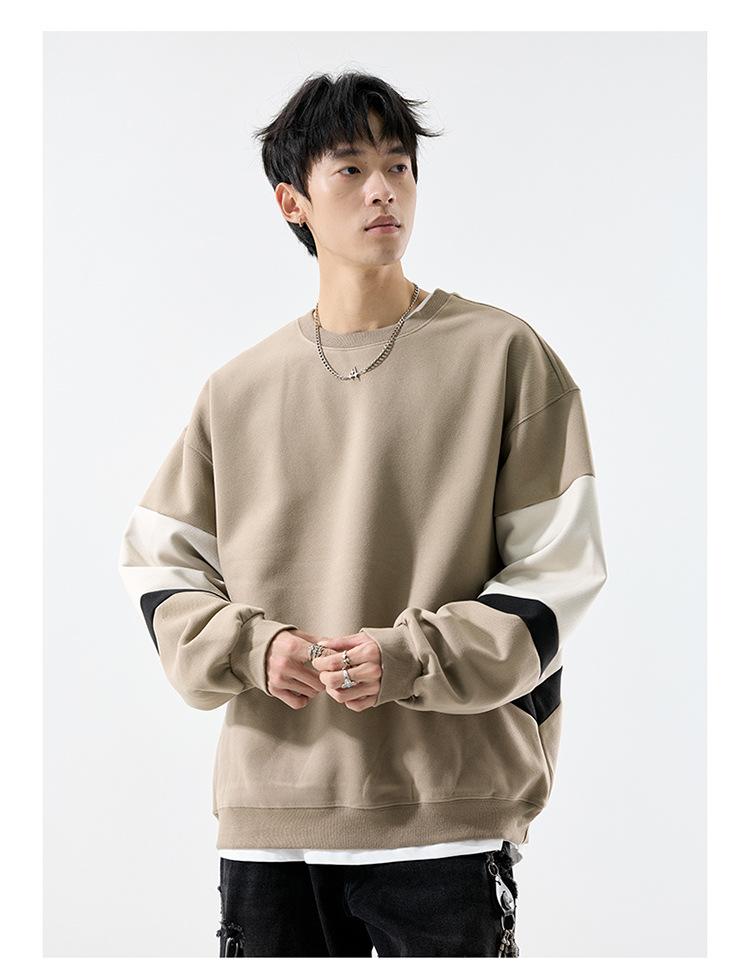 American Relaxed Two-Tone Patchwork Hoodie