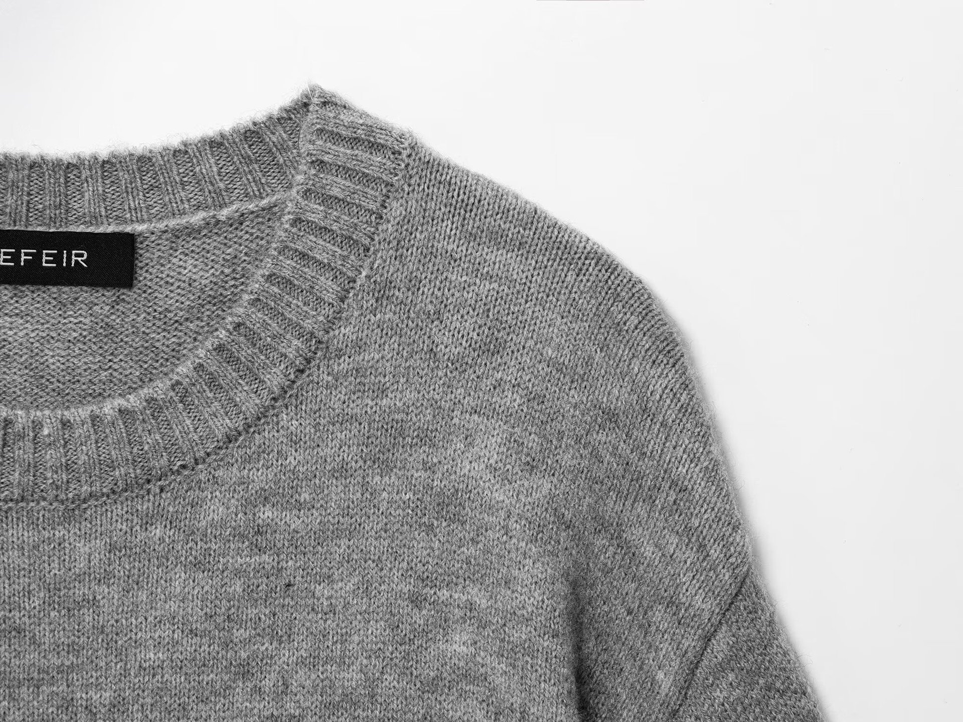 Charcoal Polyester Three-Quarter Crew Sweater