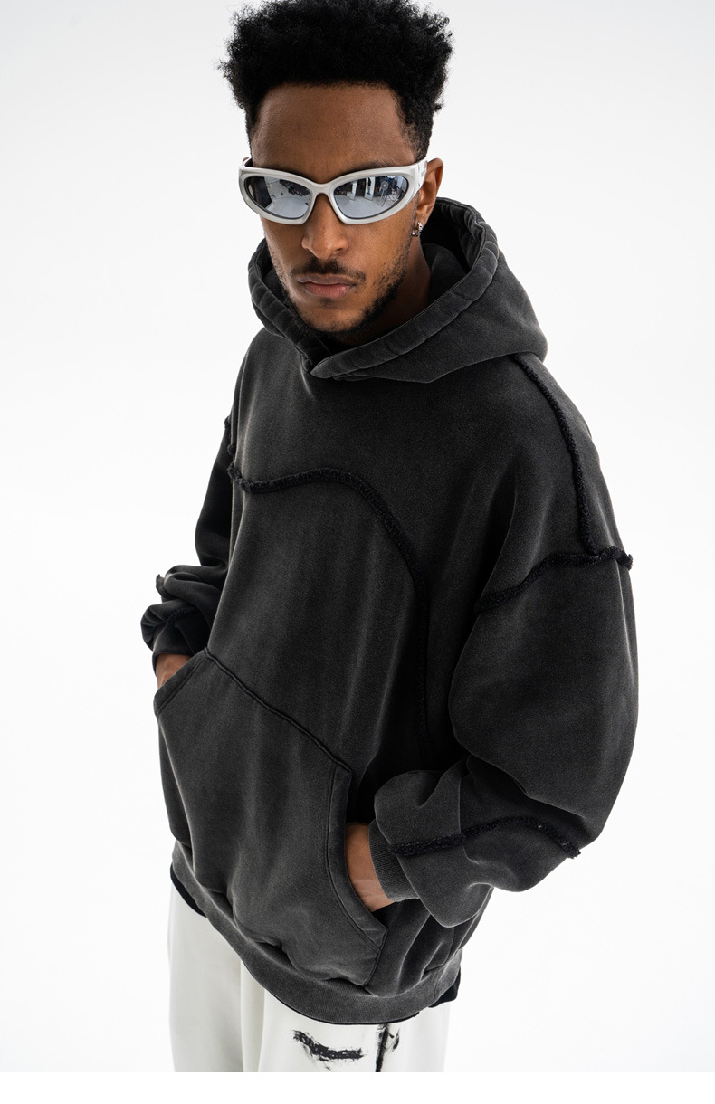 Cotton Paneled Exposed Seam Hoodie