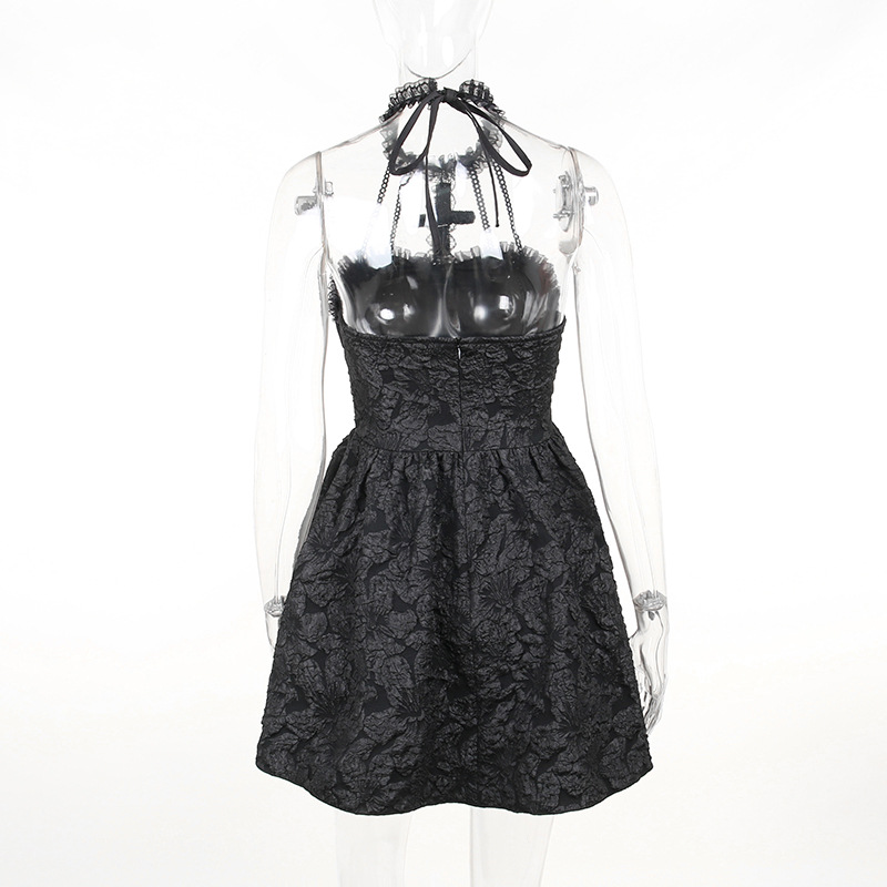 Ladies V-Neck Sleeveless Plain Woven Flared Streetwear Dress