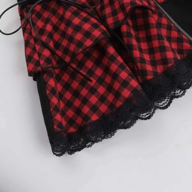 Ladies Sexy Striped Plaid Paneled Skirt