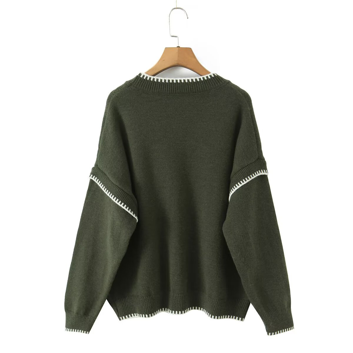 Ladies Long Sleeve Two-Tone Polyester Sweater