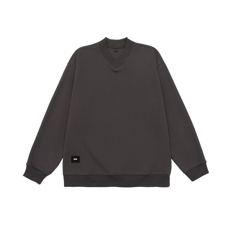 Long Oversized V-Shaped Neckline Stitched Letter Sweatshirt